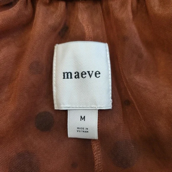 Maeve Anthropologie Polka Dot Tulle Maxi Skirt Brown Black Flocked Mesh Medium - Picture 6 of 8